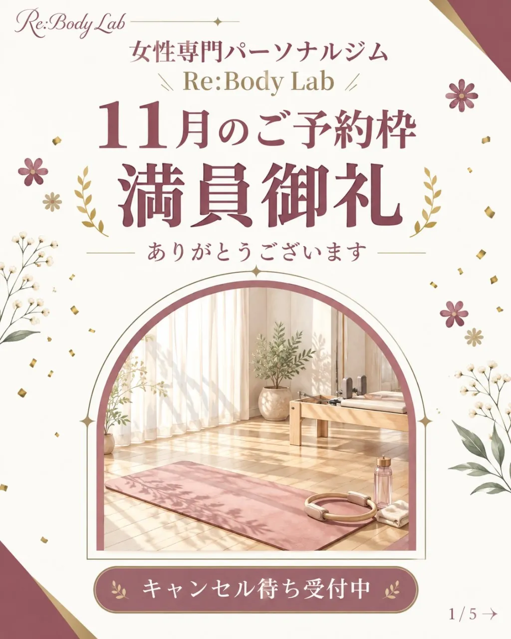 11月のご予約枠、満席となりました🌿